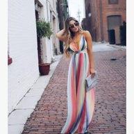 WW | Regenbogen Sommer Maxi Kleid Für Damen
