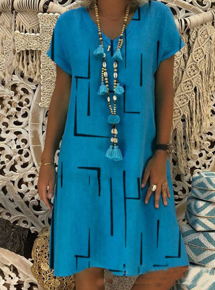 Damen Bequemes Tunika-Kleid mit modernen grafischen Mustern WW