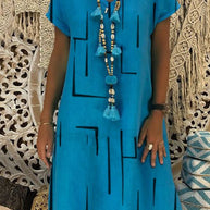 Damen Bequemes Tunika-Kleid mit modernen grafischen Mustern WW