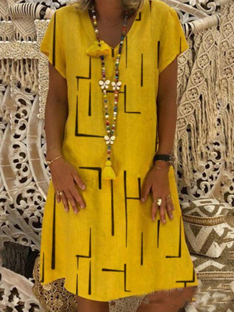 Damen Bequemes Tunika-Kleid mit modernen grafischen Mustern WW