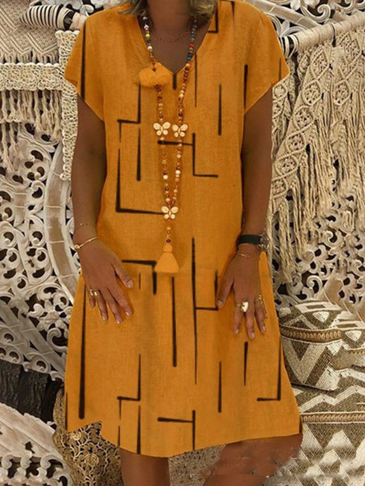 Damen Bequemes Tunika-Kleid mit modernen grafischen Mustern WW