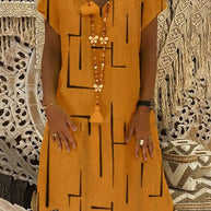 Damen Bequemes Tunika-Kleid mit modernen grafischen Mustern WW