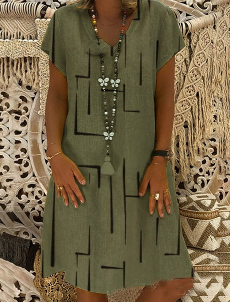 Damen Bequemes Tunika-Kleid mit modernen grafischen Mustern WW