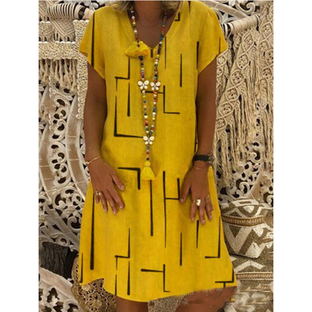 Damen Bequemes Tunika-Kleid mit modernen grafischen Mustern WW