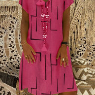 Damen Bequemes Tunika-Kleid mit modernen grafischen Mustern WW