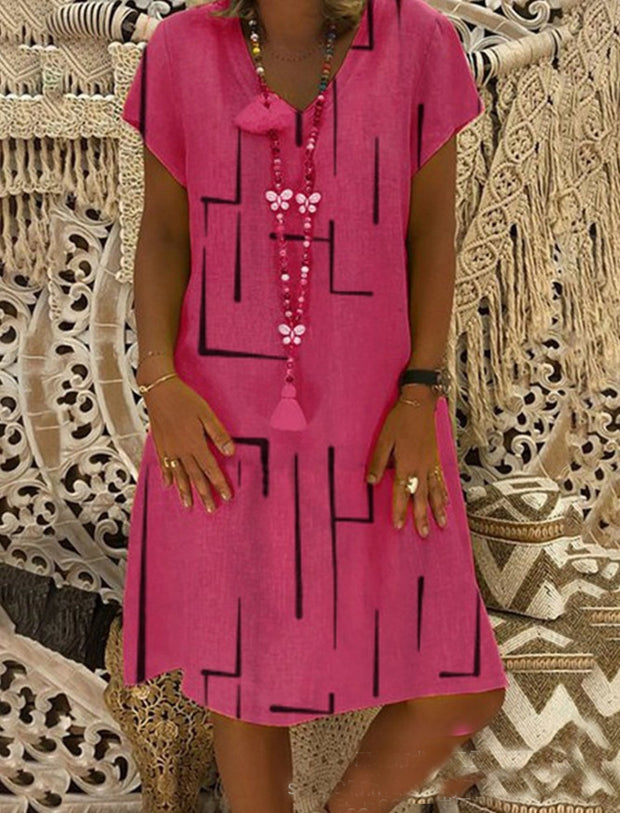 Damen Bequemes Tunika-Kleid mit modernen grafischen Mustern WW