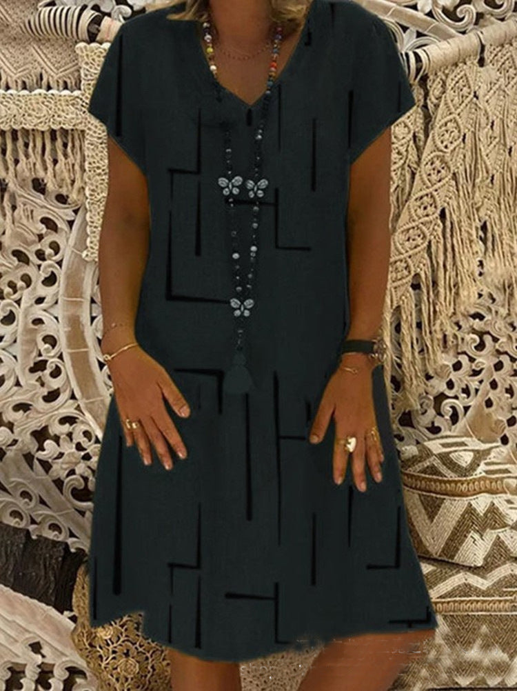 Damen Bequemes Tunika-Kleid mit modernen grafischen Mustern WW