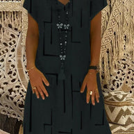 Damen Bequemes Tunika-Kleid mit modernen grafischen Mustern WW