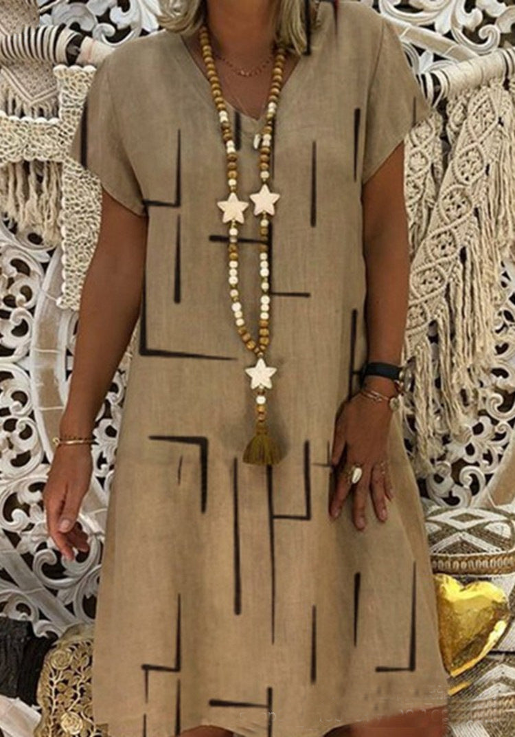 Damen Bequemes Tunika-Kleid mit modernen grafischen Mustern WW