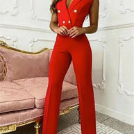 WW | Jumpsuit mit V-Ausschnitt und Pied-de-Poule-Druck | Trendy und Elegant