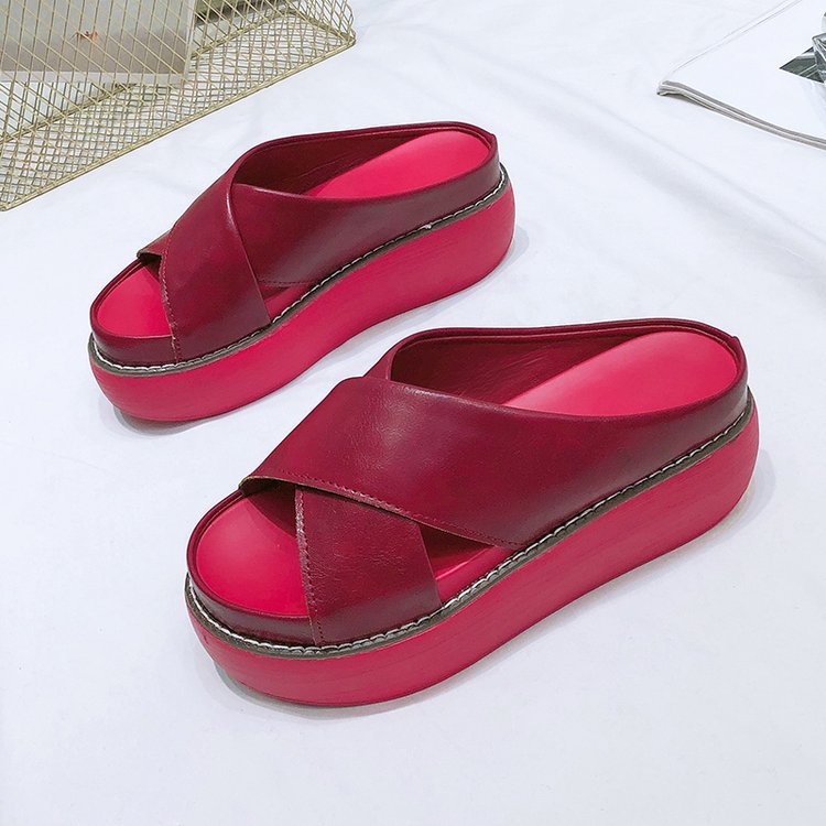 Damen Komfortable Plateau-Pantoletten mit elegantem Überkreuz-Design W&W