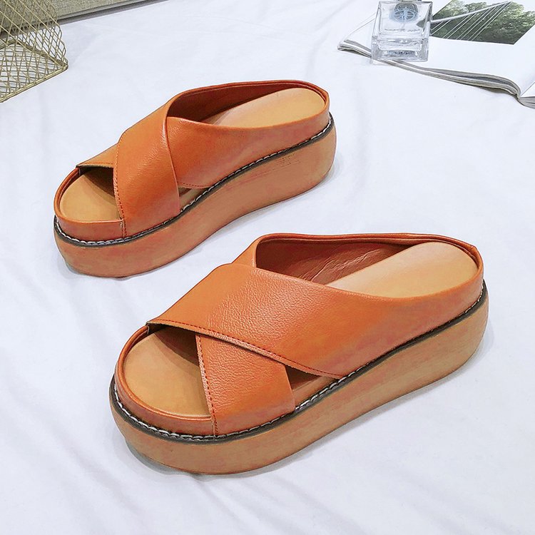 Damen Komfortable Plateau-Pantoletten mit elegantem Überkreuz-Design W&W