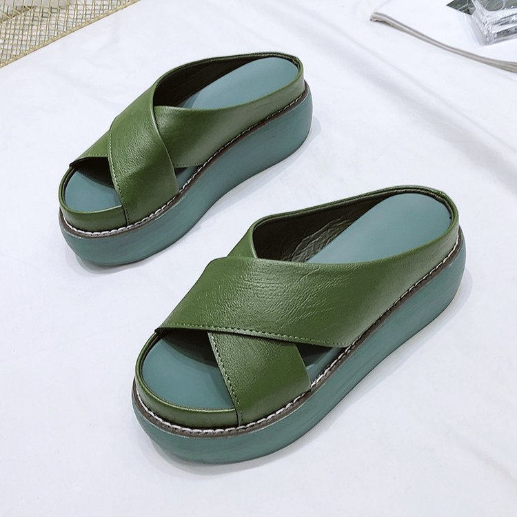 Damen Komfortable Plateau-Pantoletten mit elegantem Überkreuz-Design W&W