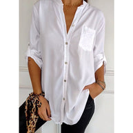 WW - Schicke Bluse mit Knopfleiste und Paillettenbesatz für Damen | Elegante Langarmbluse mit Paillettentasche