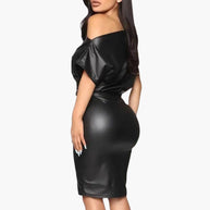 WW | Schulterfreies Kleid aus Kunstleder