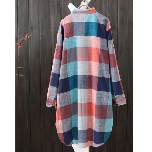 WW – elegantes Blusenkleid mit Blockmuster und Revers