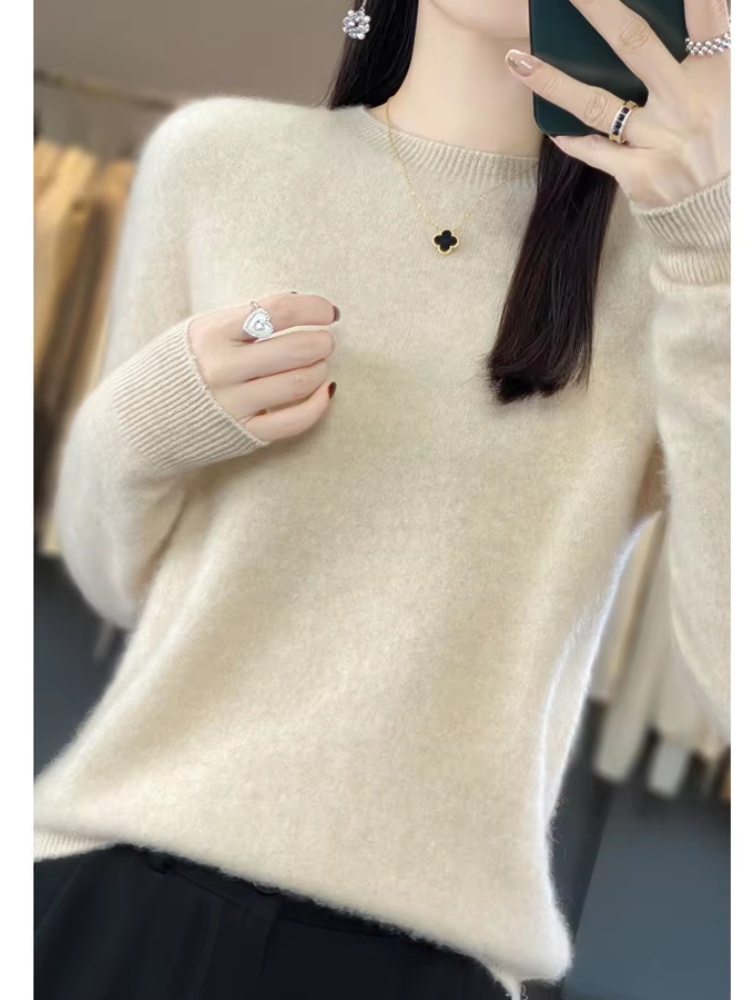 WW | Kaschmir Pullover Damen Runder Ausschnitt Weicher und Eleganter Strickpullover