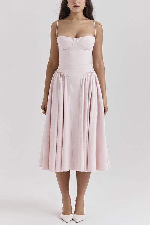 WW | Rosiedress Spaghetti-Träger Pocketed Korsett Swing Midi Kleid