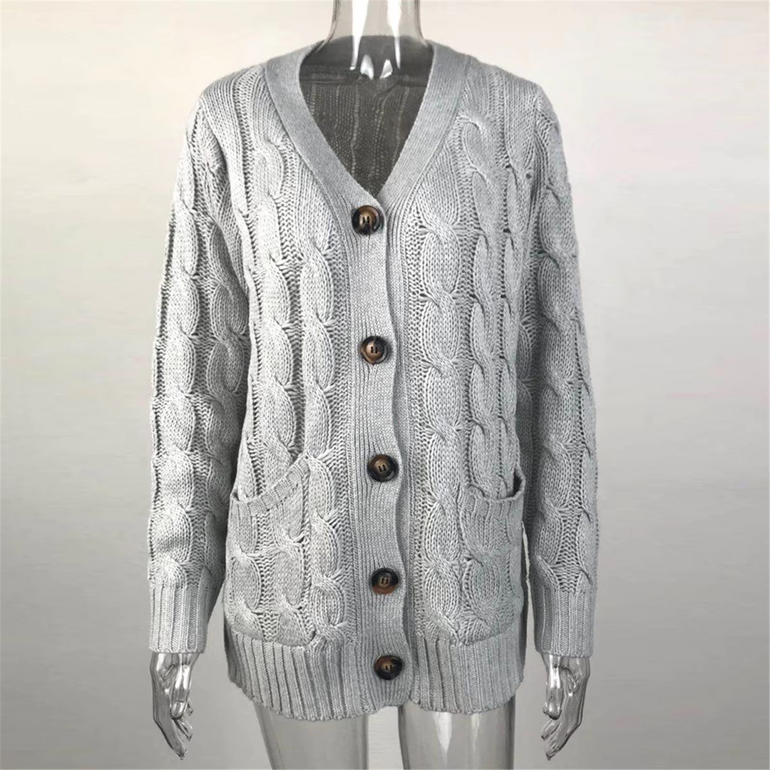 W&W Mode | Stylische Lange Strickjacke Für Damen Mit Knopfleiste
