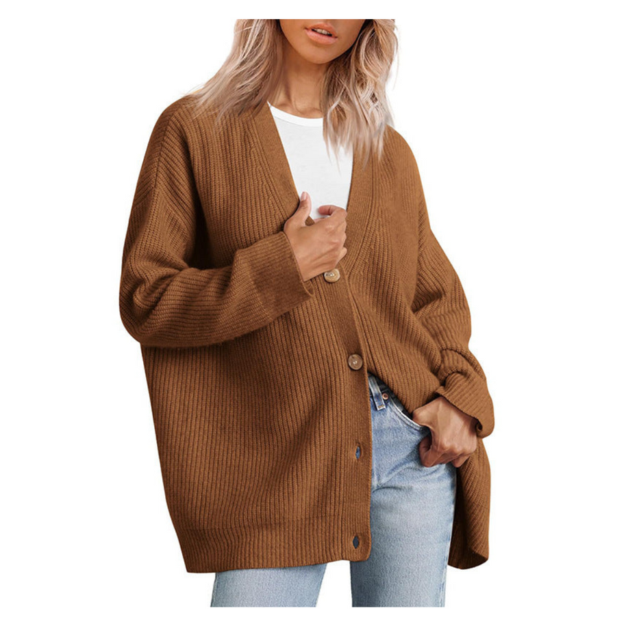 WW | Schicke Übergroße Strickjacke Mit Knöpfen Für Damen