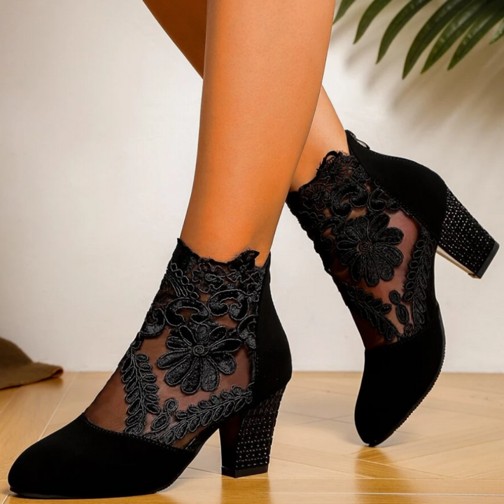 W&W Mode | Bestickte High-Heel-Stiefel - Trendy Footwear