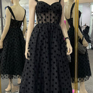 WW | Rosiekleid V-Ausschnitt Polka Dot Mesh A-Linie Midi Cami Kleid