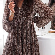 WW | Rosiedress V-Ausschnitt Leoparden-Swing-Minikleid
