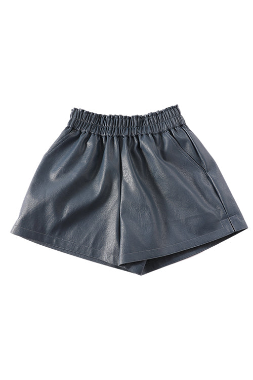 Wolff | Rosiedress Elastischer Taillenbund Mit Taschen Faux-Leder Shorts