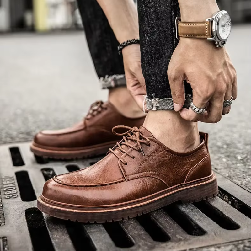 WW | Leder Herrenschuhe Mit Schnürung Und Robuster Profilsohle
