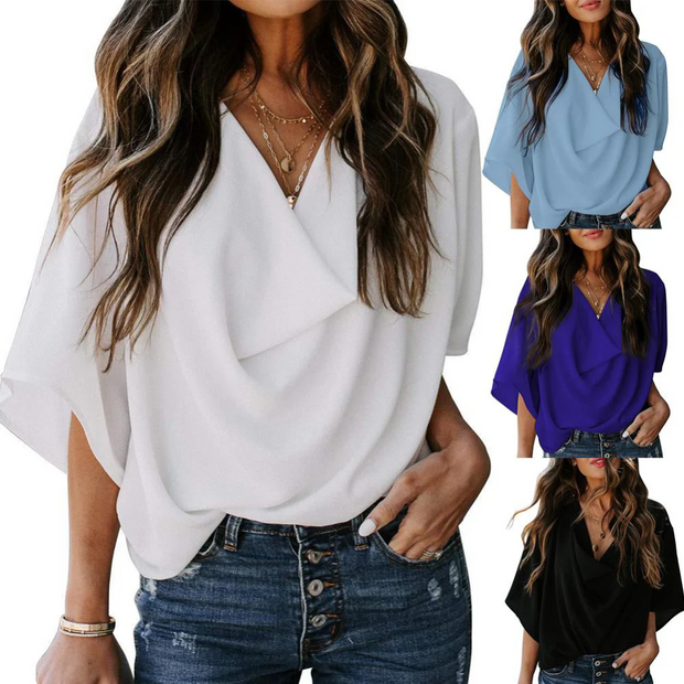 WW | Luftige Bluse Mit Wasserfallausschnitt