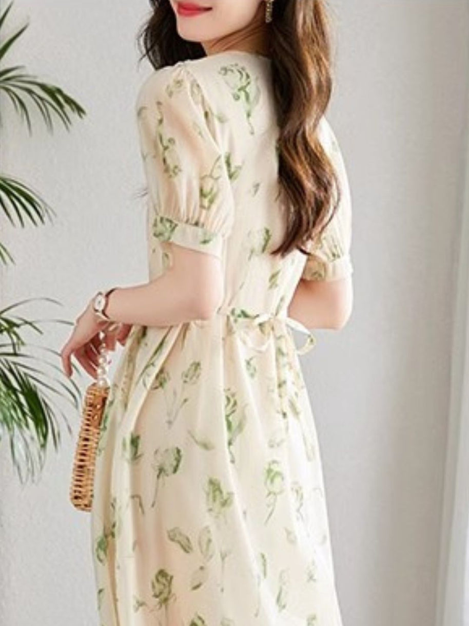 WW | Temperament Kurzarm Chiffonkleid