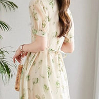 WW | Temperament Kurzarm Chiffonkleid