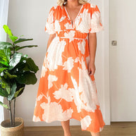 WW | Real Love Print Puffärmel Maxi Kleid