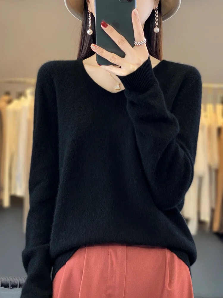 W&W Mode | Cashmere Pullover Damen Eleganter V-ausschnitt, Weich & Komfortabel