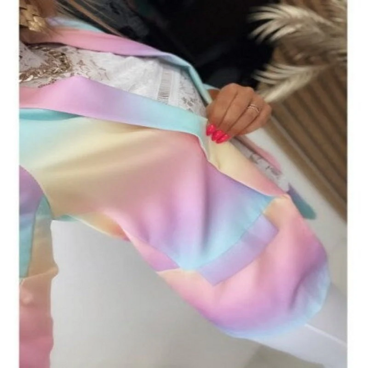 W&W Mode | Damen Ombre Offene Front Blazer, Lange Ärmel, Lässige Passform