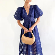 WW | Puffärmel Midi-Kleid