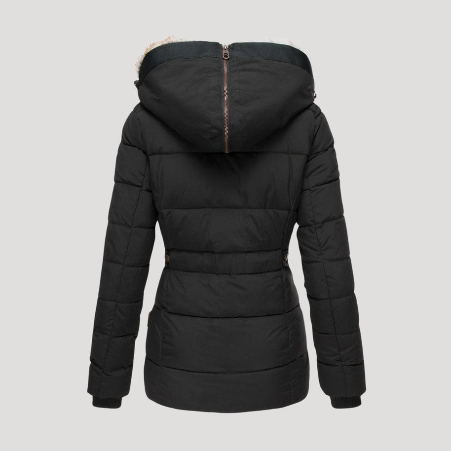 WW | Damen gepolsterter Wintermantel mit Kunstpelzkragen Jacke