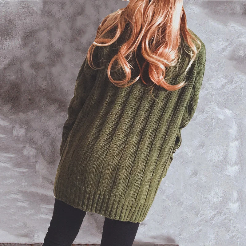 W&W Mode | Wollstrickjacke Damen Mit Zopfmuster Und Holzknöpfen, Lockere