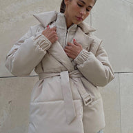 WW | Stylischer Winter Baumwollmantel mit Gürtel