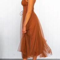 WW | Rosiedress Offene Rücken Taillierte Swing Maxi Cami Tüll Kleid
