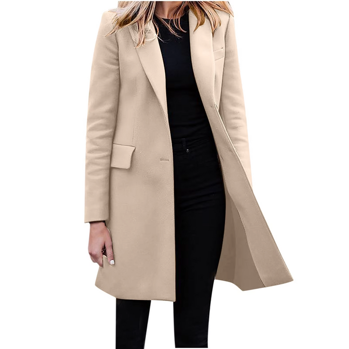 W&W Mode | Damen Slim Fit Mantel Jacke, Ein Knopf Wolle Mix Lange Jacke