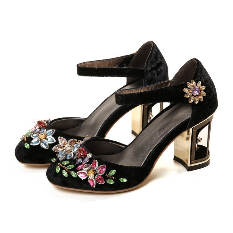 WW | Jahrgang Sandalen Damen Wrap Velours