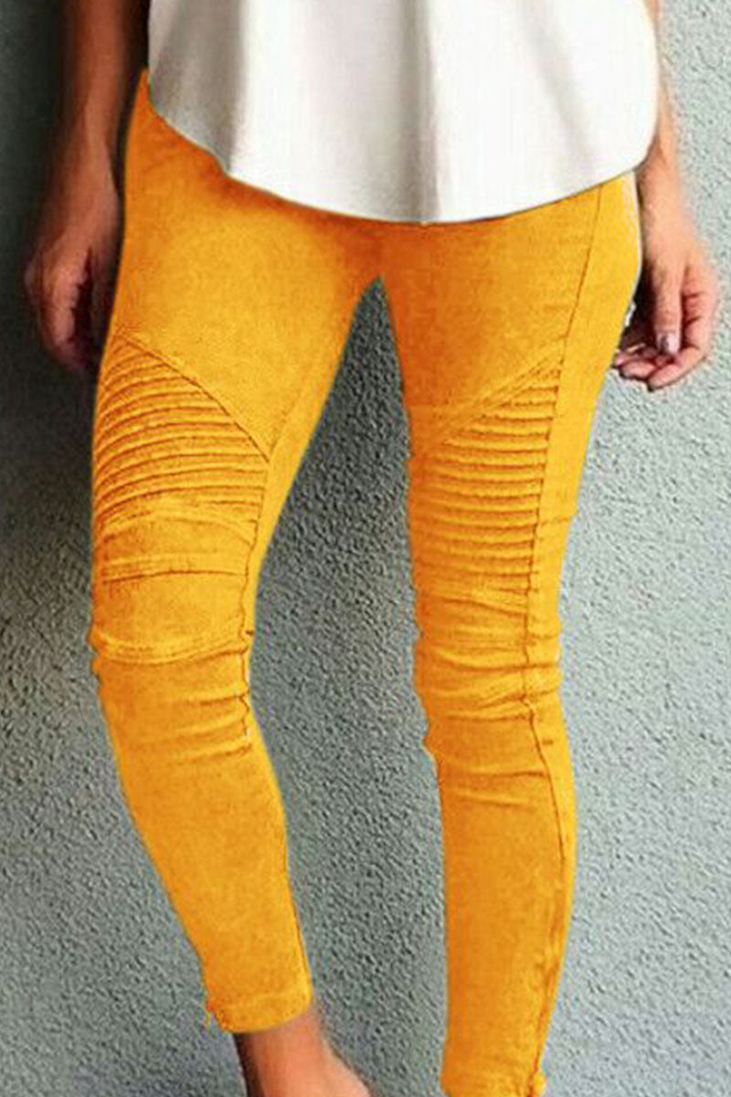 WW | Mode Trainingsbekleidung Einfache Enganliegende Mittel Taille Bleistift-Hosen