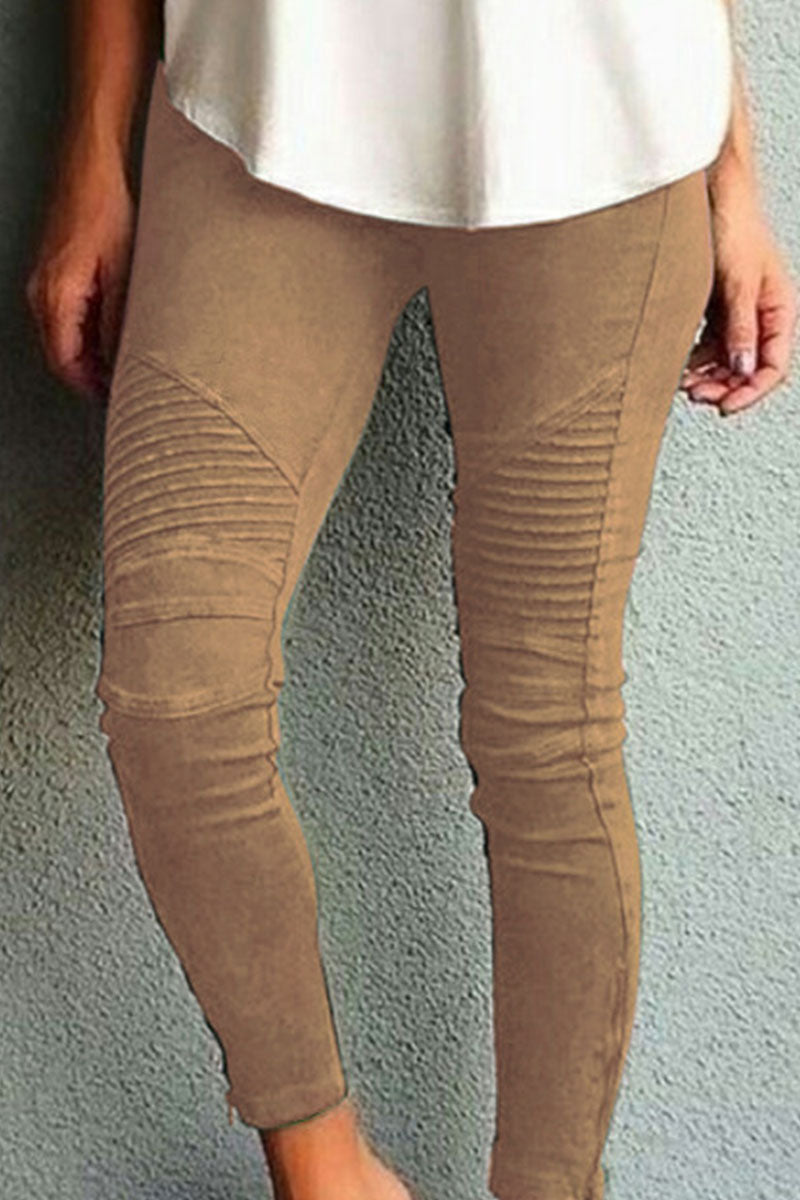 WW | Mode Trainingsbekleidung Einfache Enganliegende Mittel Taille Bleistift-Hosen