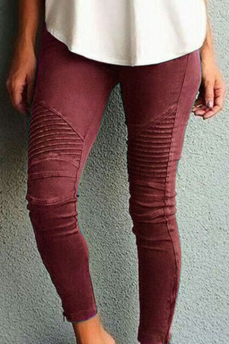 WW | Mode Trainingsbekleidung Einfache Enganliegende Mittel Taille Bleistift-Hosen