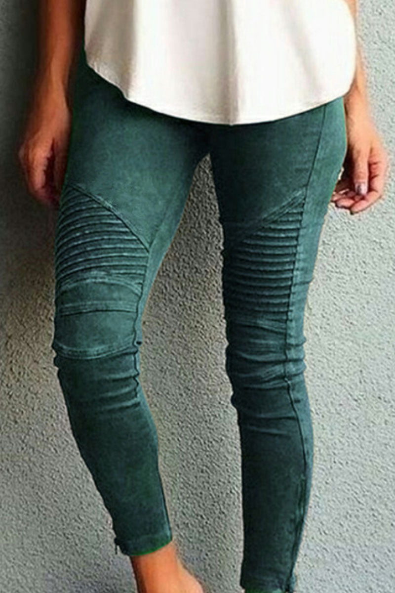 WW | Mode Trainingsbekleidung Einfache Enganliegende Mittel Taille Bleistift-Hosen