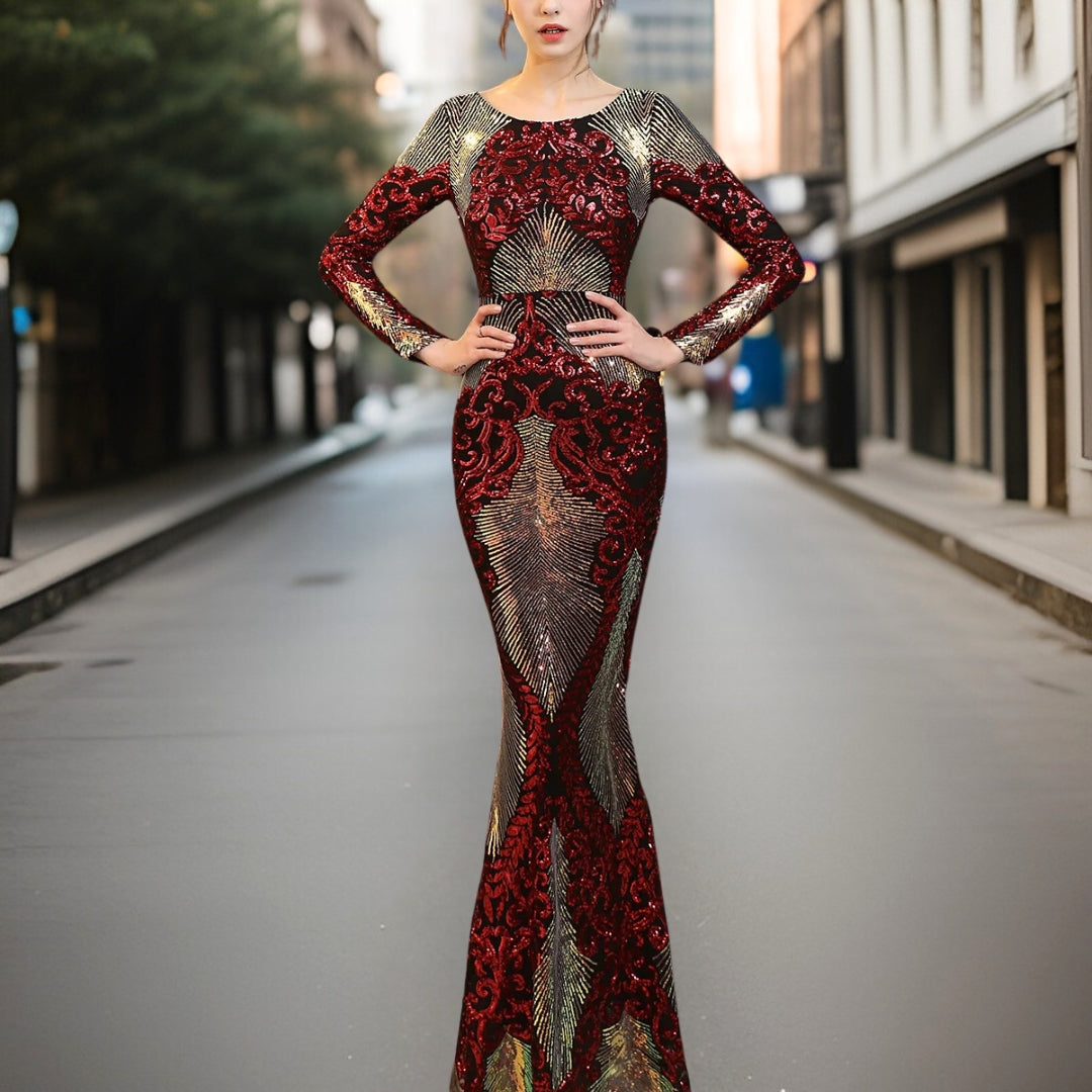 W&W Mode - Hochwertiges, rückenfreies Pailletten-Kleid
