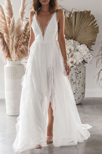 WW | Fashion Sexy Solid Patchwork V-Ausschnitt Unregelmäßige Kleider