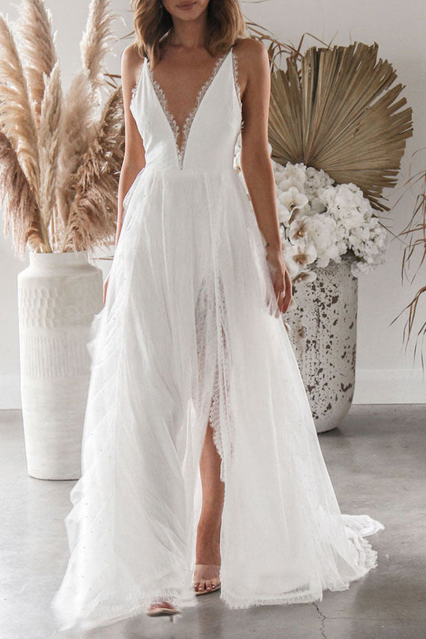 WW | Fashion Sexy Solid Patchwork V-Ausschnitt Unregelmäßige Kleider