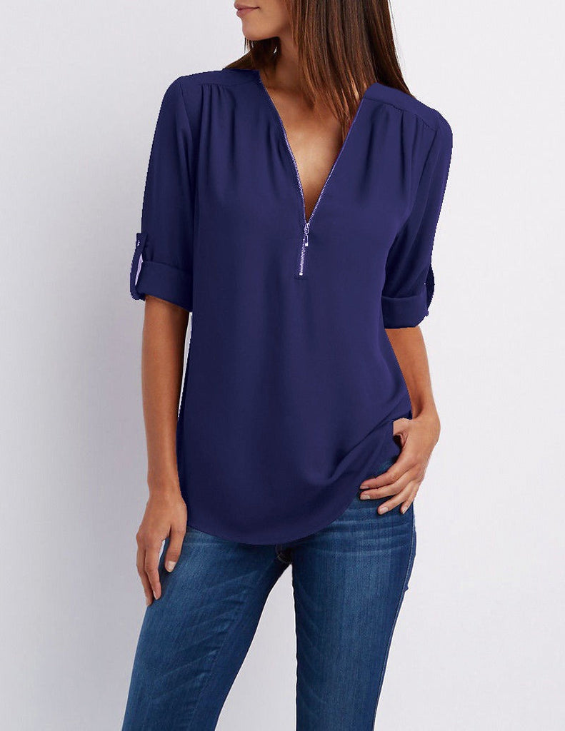 WW | Chiffonbluse mit Reißverschluss